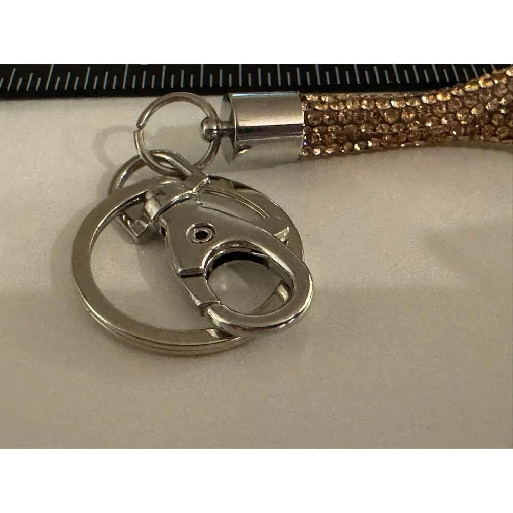 Gold Rhinestone Wristlet Keychain Bling Key Ring‎ Holder Lanyard Strap